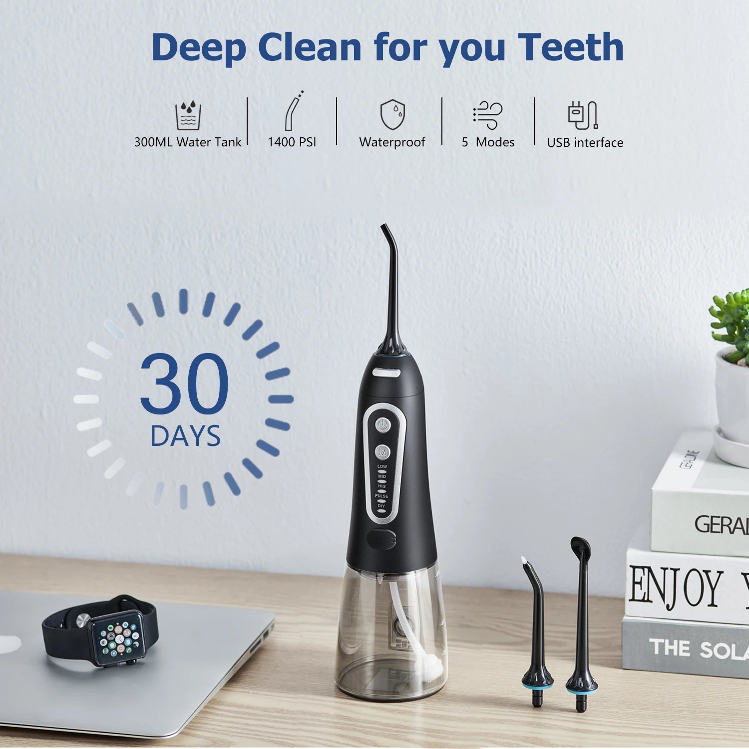 Oral Irrigator Water Dental Flosser Teeth Pick USB Rechargeable